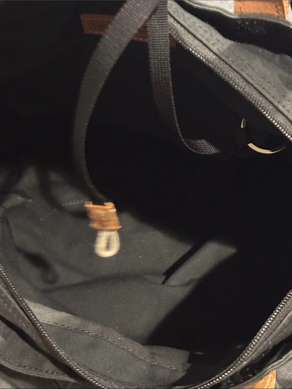 Fjallraven Black G-1000 Tote with Tan Leather Accents